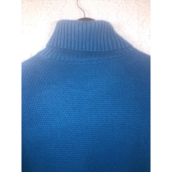 Ann Taylor NWT Women's  Turtleneck Sweater SZ M blue Chunky Fisherman Cable Knit - Picture 9 of 10